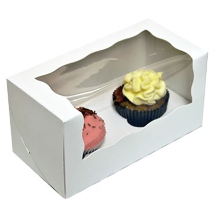 2 Cavity White Cupcake Box